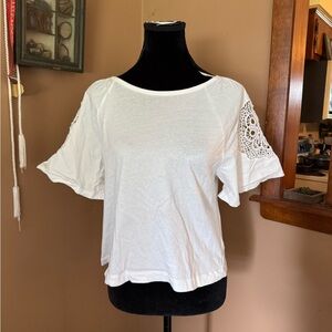 Old Navy White Blouse with Crochet Detail